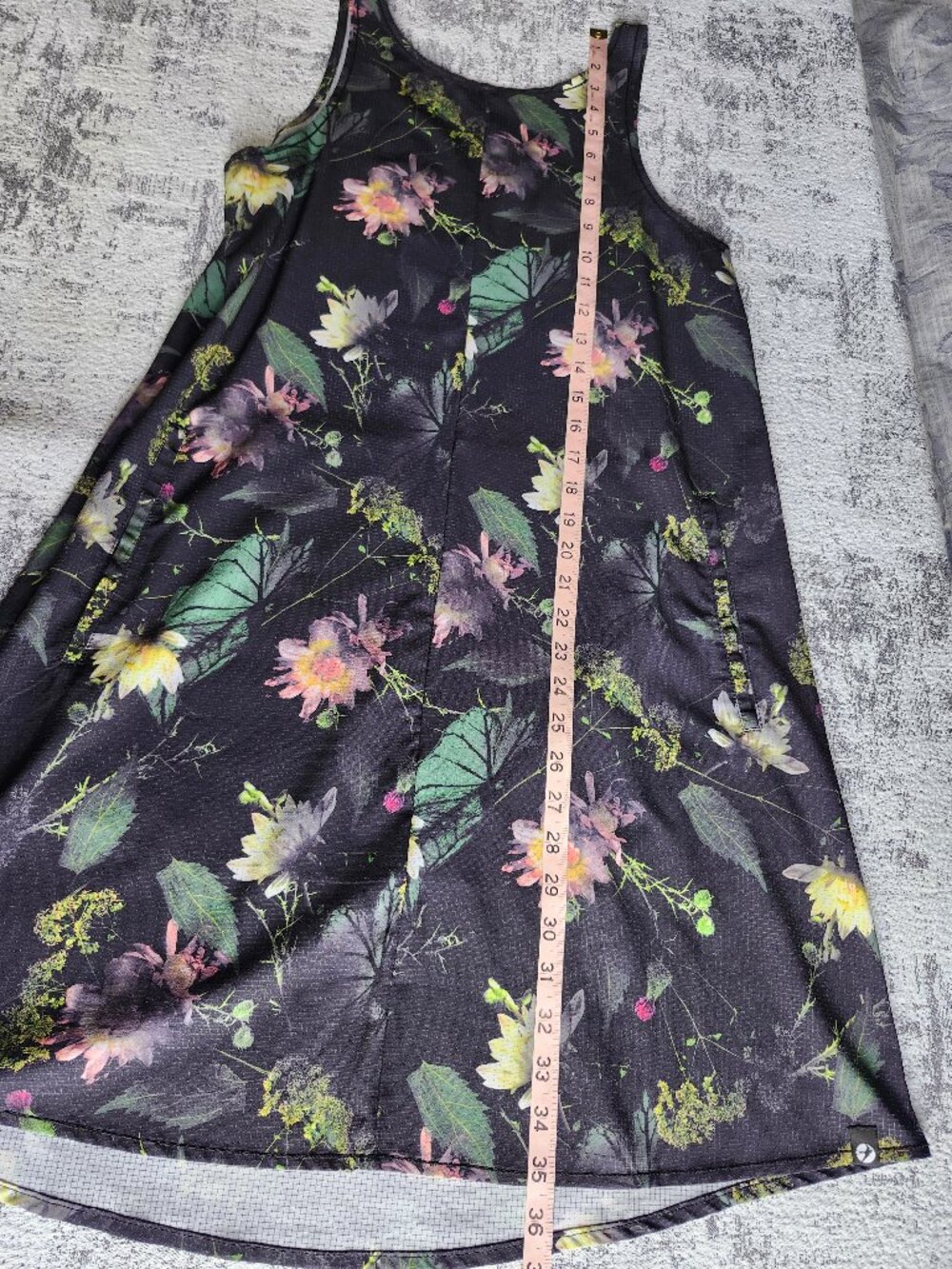 Oiselle Breezy Botanical Floral Technical Sheer Fabric Tank Dress w Pockets - Picture 11 of 16